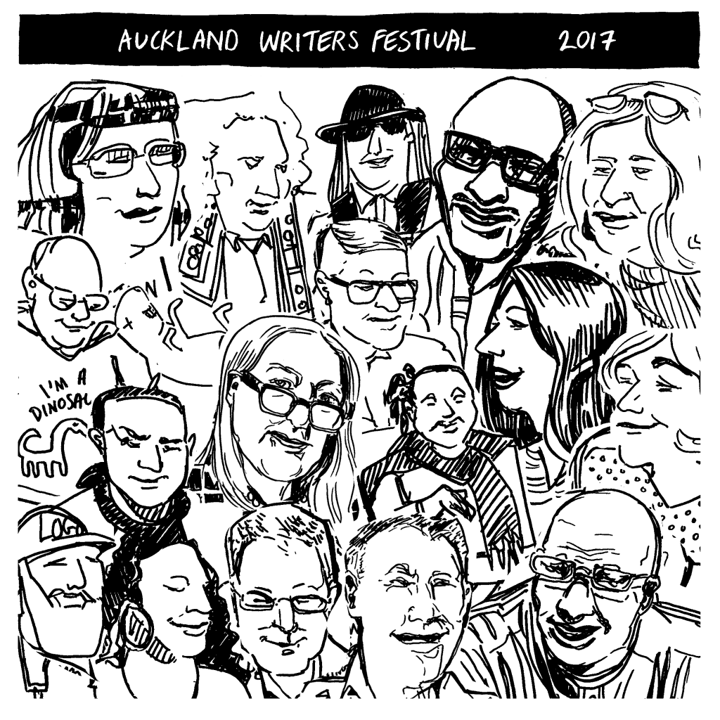 Collage of Tara Black's drawings, made at Auckland Writers Festival 2017